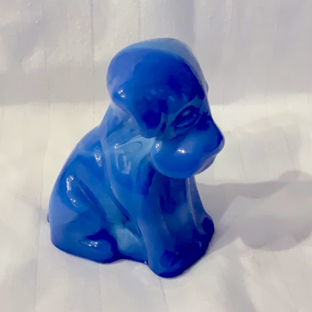 Degenhart Henry's Blue Glass Pooch Dog Figurine